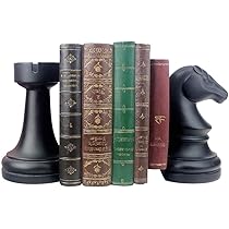 Fermalibri A Forma Di Scacchi – 2 Pezzi, Peso 1,3 Kg, Colore Nero
