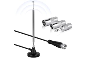 Adiwo DAB FM antena radiowa, antena z podstawą magnetyczną, 3 m, kabel przedłużający, 75 omów, FM FM, antena do tunera, wzmacniacza stereo, systemu kina domowego, odbiornik Hi-Fi z podstawą