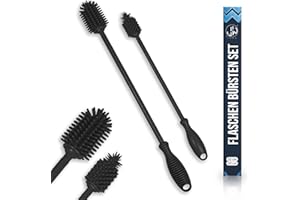 JAWAonline Spülbürsten Set 32cm und 24cm - Flaschenbürste Silikon schonend und kratzfrei - Flexible Flaschenreiniger Bürste - Premium Bottle Brush - Reinigungsbürste für kleine und große Flaschen