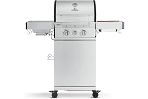 BURNHARD 2-Brenner Gasgrill FRED Jr. Deluxe Series 3 inkl. 900°C Infrarot-Keramikbrenner, Gusseisen-Grillrost, Grillabdeckung, Edelstahl Grillwagen + klappbare Seitentische