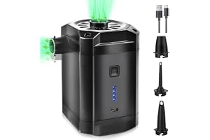 Elektrisk luftpumpsbatteri, luftmadrasspump 5 200 mAh uppladdningsbar, 2-i-1-inflate och deflate minibatteri med USB, 3 luftm