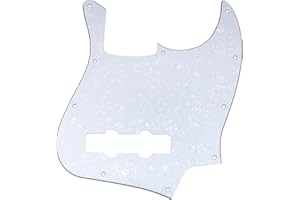 Musiclily 10 Agujeros Jazz Bass Pickguard Golpeador para Fender American/México Standard Bajo Estilo J, 4 capas White Pearl