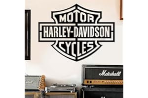 ‎HOMEPARADISE Harley Davidson Metall Wanddekoration Wanddeko Wand Deko Tattoo für Wohnzimmer Küche Schlafzimmer Büro Garage schwarz 3D Effekt Modern Pulverbeschichtung 3D Effekt (60 x 46 cm)