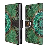 Magnetverschluss System Head Case Designs Mandala Arabeske Muster Leder Brieftaschen Huelle kompatibel mit Sony Xperia Z / C6603 / C6602