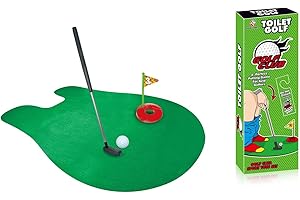 Kiuiom Divertente Minigolf Regalo da Uomo,Mini Golf Putter Gioco da Toilette,Golf Bagno Gioco,Set 6 Pezzi con Mazza,Tappetino,2 Palline e Appendiabiti,Adatto per Regali Divertenti per Bambini