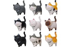 Greyoe Figuras de Gatos, 9 Piezas Realista Figuras Gatos Decoracion Estatuilla Gato Figuras de Gatos Juguetes Educativo Figuras de Animales para Niños Amantes de los Gatos Decoración del Coche Casa