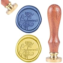 Craspire Wachs Siegel Stempel Blatt Und Mond - Messing Siegel Mit Holzgriff Für Briefe Und Einladungen
