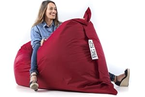 LIVEDECO - Pouf Géant Bordeaux BiG52 Classic 170x130 cm - Déhoussable, Intérieur/Extérieur, Rempli de Billes de Polystyrène