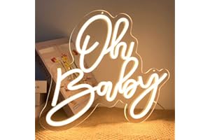 WORLD-DECO DECO Festa di Compleanno di Matrimonio 42x 32cm Oh Baby Led Insegna al Neon Luci Dimmerabili per la Decorazione di Arte Della Parete (Oh Baby)