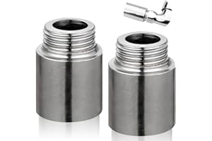 BEATIFIC Set of 2 Tap Extension 3/4 Inch x 40 mm, 3/4 Inch Female x 3/4 Inch External Thread, DN20 Thread Extension, 40 mm Stainless Steel Tap Extension Fitting, Connection Extension for Heating and Drinking