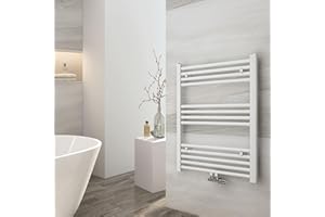 EMKE Badheizkörper Gerade 750x600 mm - Handtuchheizkörper mit Mittelanschluss, Effizienter Handtuchwärmer Handtuchtrockner Heizkörper für Bad, Weiß, 337W