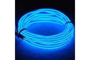 KMRUAZRE 5M EL Wire Fil Neon Flexible Lumiere avec le Pack de batterie Néon brillant l'effet stroboscopique fil électroluminescent Parti de Noel, Halloween(Bleu)
