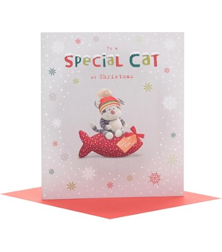Biglietto Di Auguri Di Natale Con Gatto E Ghirlanda Stile Cartone Animato Gm1438978921 479355565