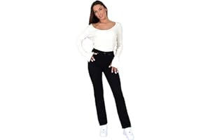 ESRA Damen Jeans Hose High Waist Jeans Damen Straight Leg Hose bis Übergröße G300