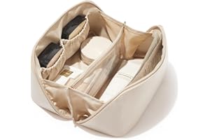 Lidxfeo Tragbare Kosmetiktasche Damen, Reise Makeup Bag Aesthetic, Schminktasche Groß Kapazitä, Cosmetic Organizer Kulturtasche mit Reißverschluss, Geeignet als Geschenk für Mädchen und Mütter (White)