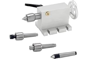 RATTMMOTOR 65mm Tornio Rettificatore Contropunta, Centro Morsekegel 2 Livelli Cono Morse Mobile MT2, con 4 Testine Sostituibili per Assi di Rotazione CNC e Parti per Tornitura di Metalli