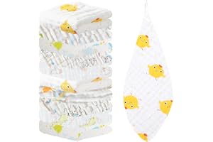 10 stycken muslin babytvättlappar nyfödda, tvättlappar baby nyfödda muslindukar, mjuka handdukar set, återanvändbara babytvättlappar för flickor och pojkar baby, slumpmässig stil, 25 x 50 cm