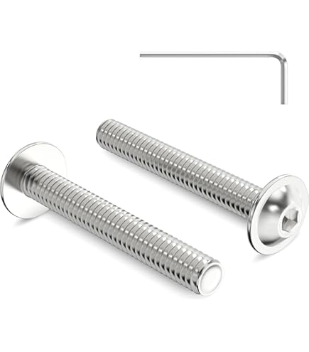 XRXYMQ 100 stuks lenskopschroeven, M3 x 20 mm, platte kopschroeven, binnenzeskant 304 roestvrij stalen schroeven, ronde kopschroeven, volledige schroefdraad, machineschroeven voor meubelinbouw