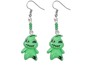 GAUEIOUR Christmas Nightmare Earrings,Creative Halloween Decorative Earrings,Halloween Decorative Earring,Green Monster Earring(Green)