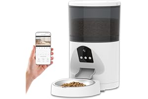 ROTOPATA Distributeur Croquettes Chat Automatique avec Caméra HD 3MP, 6L Distributeur Croquette Chien avec APP Vidéo Audio Vision Nocturne, 2,4G WIFI, Bol en Acier Inoxydable, Double Alimentation, Programmable