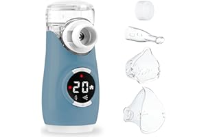 HITHINKMED Aerosol Portatile Silenzioso, Macchina Aerosol Ultrasuoni Adulti e Bambini, 2 Modalità Regolabili, USB-C Ricaricabile con Display Digitale e Funzione di Pulizia Automatica Inalatore a Rete