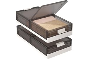 HAIXIN Under Bed Storage Containers with Lid - 2 Pack Underbed Storage with Wheels Foldable Under Bed Storage Bin Plastic Under the Bed Storage for Clothes Blankets Pillows Toys Books