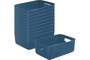 LYLIDIA Panier de Rangement en Plastique 10pcs - Bleu 24x16x9.5cm - Boîte pour Cuisine, Salle de Bain, Placard, Bureau