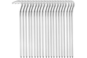 BLUVAST 20 estacas para tienda de campaña, 6 mm de diámetro, 18 cm de diámetro, piquetas para tienda de campaña de suelo duro, piquetas de acero para suelos duros, clavos de jardín