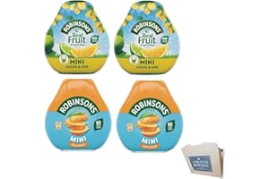 SHANZA DEPARTMENTAL'S Robinsons Squash'd Mini Squash’d – 2 Flavour Pack – 2 x Lemon & Lime and 2x Orange – No Added Sugar – Real Fruit in Every Drop