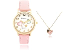 Ravel "Little Gems Girls gyllene klocka och halsband set - analog kvarts - R223