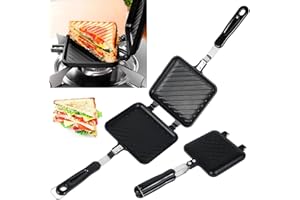 Eummy Camping Toastie Maker Non-Stick Stovetop Double Sided Toasted Sandwich Maker Bread Pan with Heat-Resistant Handles Multifunction Breakfast Frying Pan Gas Toaster for Home Outdoors