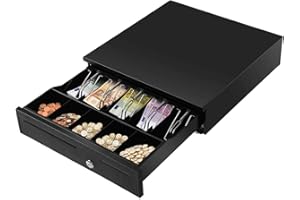 Cassetto Portasoldi, Cassetto Porta contanti, Cassetto per Registratore di Cassa, 5 scomparti per Monete e 5 scomparti per Banconote, 40,5x42x9cm - POS VALLEY