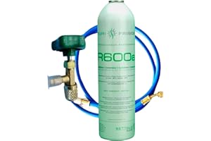 REPORSHOP - Kit Recarga Refrigerante - 1 Botella de 420 g Gas Refrigerante R600a - Válvula Servicio - Manguera de Carga - Compatible con Frigoríficos, Armarios Fríos, Botelleros, Freezer
