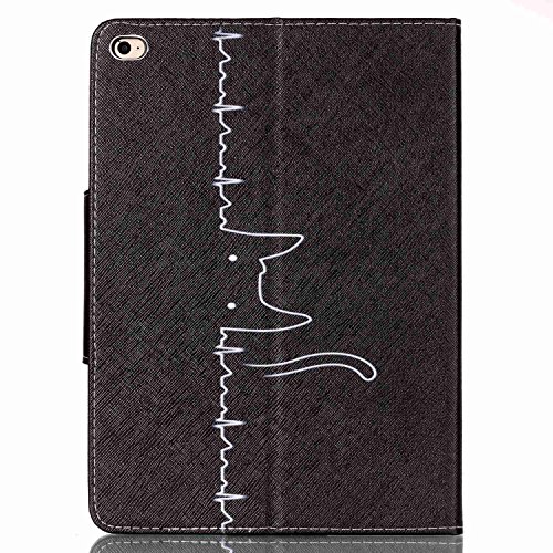 iPad Air 2 Hülle, iPad 6 Hülle,Ukayfe iPad Hülle Schutzhülle Etui Tasche für Apple iPad Air 2/iPad 6 Smart Case Ledertasche Schutzhülle Hüllen Tasche Leder Hülle Ultra Slim Lederhülle Flip Case Etui mit Standfunktion für iPad Air 2/iPad 6 mit 1x Schwarz Eingabestift (iPad Air 2/iPad 6:Schwarz Lustige Katze Muster) - 3