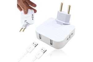 SUNNIFLY Plaque Multiprise, Prise Plate Derriere Meuble, avec 2 Prises USB C, Orientable à 180°, Adaptateur Europe vers USA