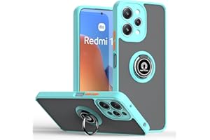 WBWONE Funda para Xiaomi Redmi 12, Translúcido Escarchado Anti-Huella Anti-Rasguño Carcasa TPU y PC Shock- Absorción Case con Anillo Kickstand, Cielo Azul