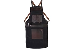 Leathershire Waxed Blue Canvas handmade Leather Apron Butcher Apron DIY Apron BBQ Apron -Cooking Apron - Blacksmith Apron - Barber Apron - woodwork apron