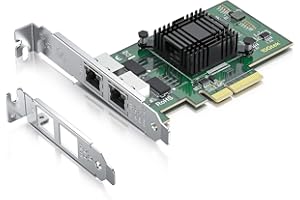 10Gtek® Scheda di Rete Gigabit PCIE per Intel I350-T2 - I350AM2 Chip, Dual Porte RJ45, 1Gbit PCI Express Ethernet LAN Card, 10/100/1000Mbps NIC per Windows Server, Win8, 10, XP and Linux