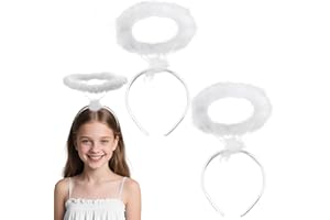 CHONGQILAO Diadema de Halo Ángel Blanco, Corona Angel Diadema de Halloween para Adultos Niños, Accesorios de Disfraz Angel para Halloween, Navidad, Carnaval, Cosplay