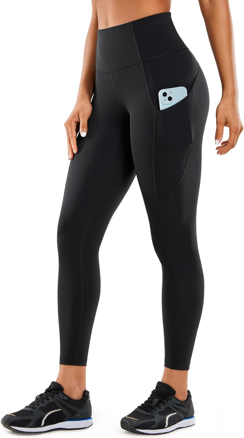 CRZ YOGA Women's Naked Feeling Gym Leggings Squat Proof High Waist Yoga Pants Sports Tights with Pockets - 25 Inches