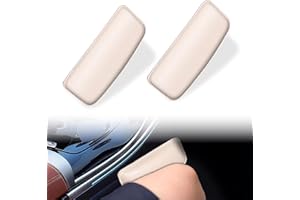 LYSHOOCE 2 cojines para rodillas de coche, de piel, para el reposabrazos del coche, autoadhesivos, para puerta de coche, para el interior del coche (beige)