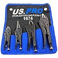 US PRO 4PC Black Locking Pliers Set 5" 6.5" 7" & 10" - Mole Vice Clamp Grips 1674