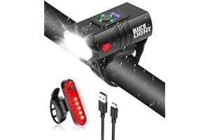 COYONCE Front and Rear Bike Lights, Enhanced with 6 Super Bright Light Modes, IPX4 Waterproof Bicycle Lights, Robust and Easy-to-Install Bike Light, USB Rechargeable Mountain Bike Lights Perfect for Cycling