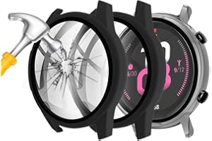 Seltureone (2 sztuki) Kompatybilne z Huawei Watch GT 2 42 mm etui ze szkłem pancernym, (nie pasuje GT2 46 mm), 360°, ultracienkie etui ochronne do GT 2 42 mm, czarne