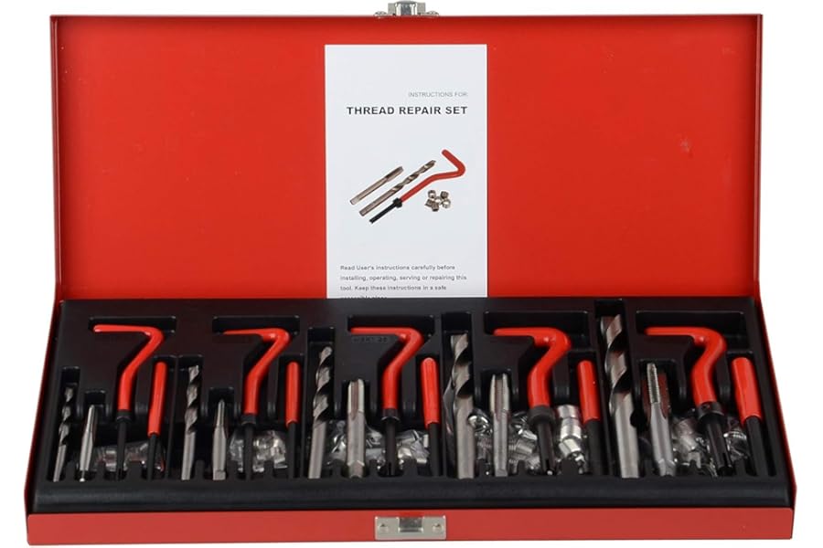 DAYUAN 131pcs Helicoil Metric Thread Repair Kit, HSS Drill Thread Insert Repair Tool M5 M6 M8 M10 M12