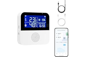 Chatthen eMylo - Termometro WiFi igrometro interno, con sensore di temperatura Wi-Fi con app intelligente e registrazione dati, per cameretta dei bambini, accessori serra, garage