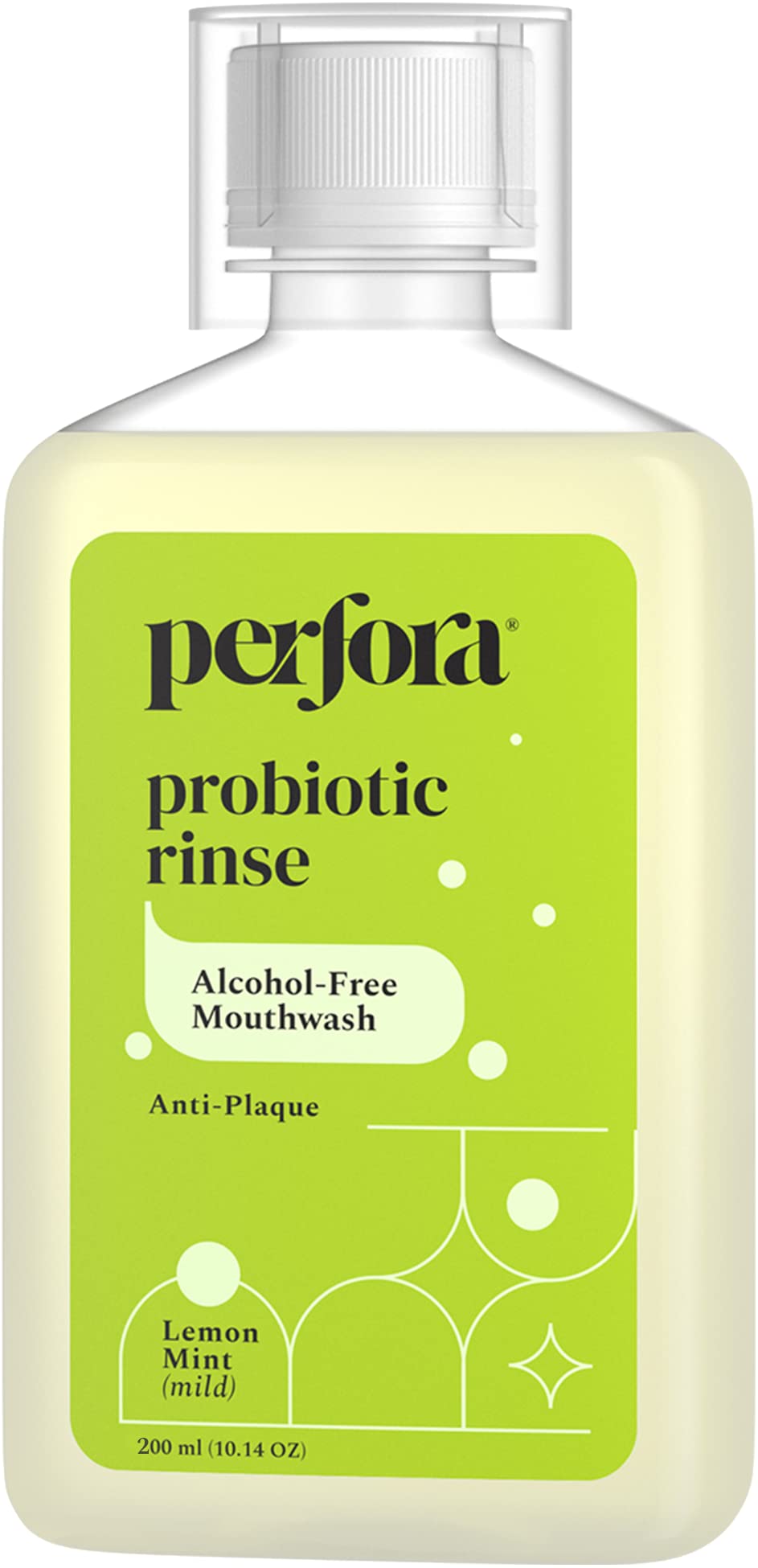 Perfora Lemon Mint Mouth Wash | Mouth Freshener with Probiotics, Hyaluronic Acid, & Vitamin C | No Artificial Flavors & Color