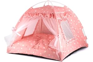pawstrip Dog Tent Indoor Cat House Pink Puppy Bed Portable Pet Teepe Princess Dog Camping Tent Outdoor Kitten Houses Cute Bunny Nest Girl Kitty Cave