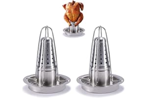 AMOZO Hähnchenbräter - Das Neue Edelstahl Hähnchenhalter - Bierdose Hähnchengriller - Geflügelbräter mit Aromabehälter(2 Stück) (2)