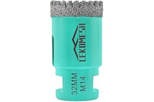 Diamond Tile Core Drill Bit - 32mm Tile Hole Saw Cutter for Porcelain Ceramic Granite Marble Stone, LEKOMESH, M14 Thread